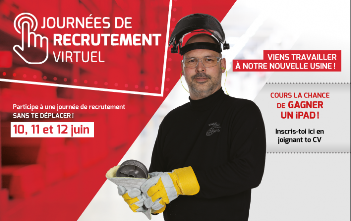 Participe à nos journées de recrutement virtuel les 10, 11 et 12 juin et cours la chance de gagner un iPad !